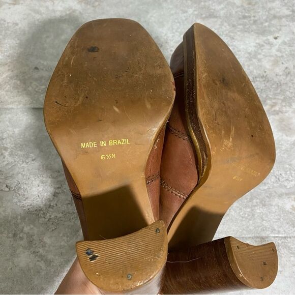 Vintage Candies Block Heel Mule Leather Brown 6.5 Patchwork Y2K CottageCore - Picture 9 of 9